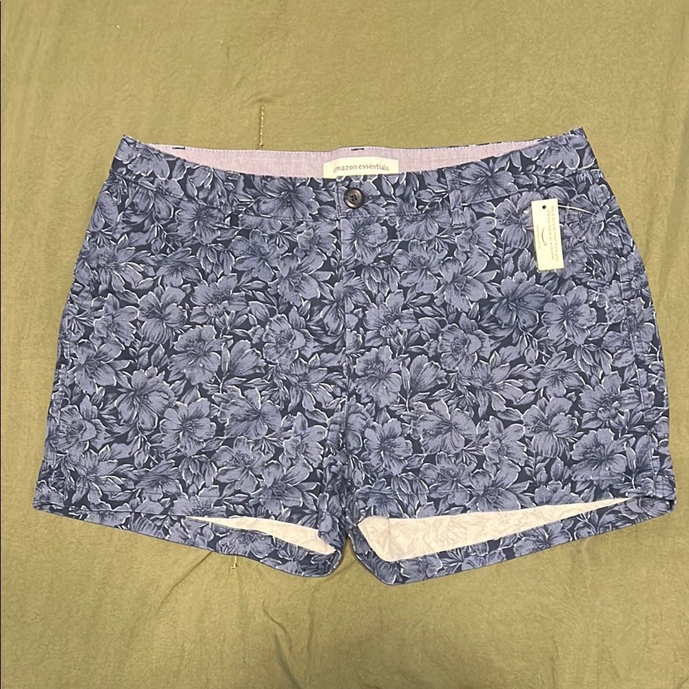 Amazon Essentials Blue Shorts with Intricate Pattern
